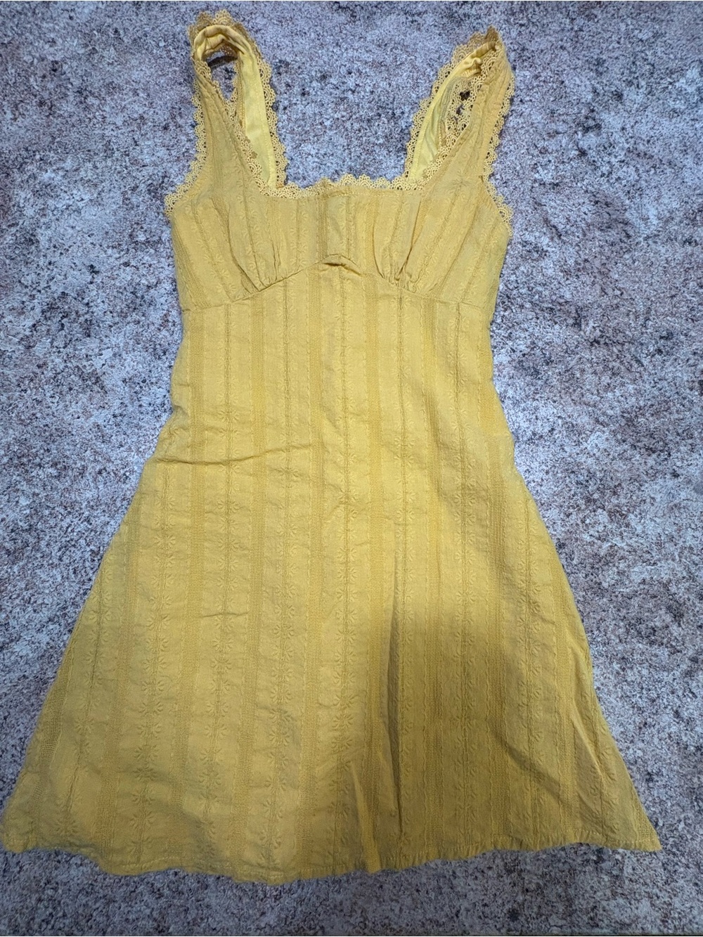 Altar'd State Golden Yellow Lace-Trim Dress